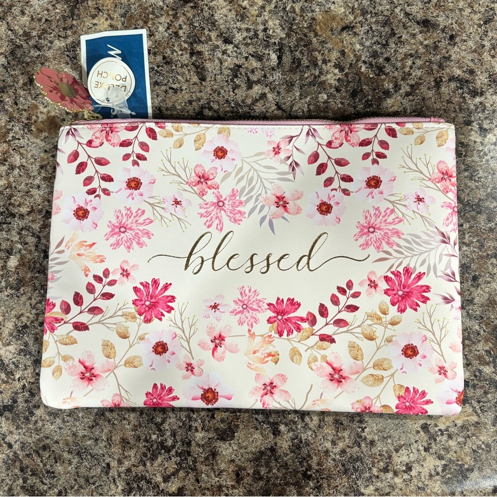 Floral zipper pouch